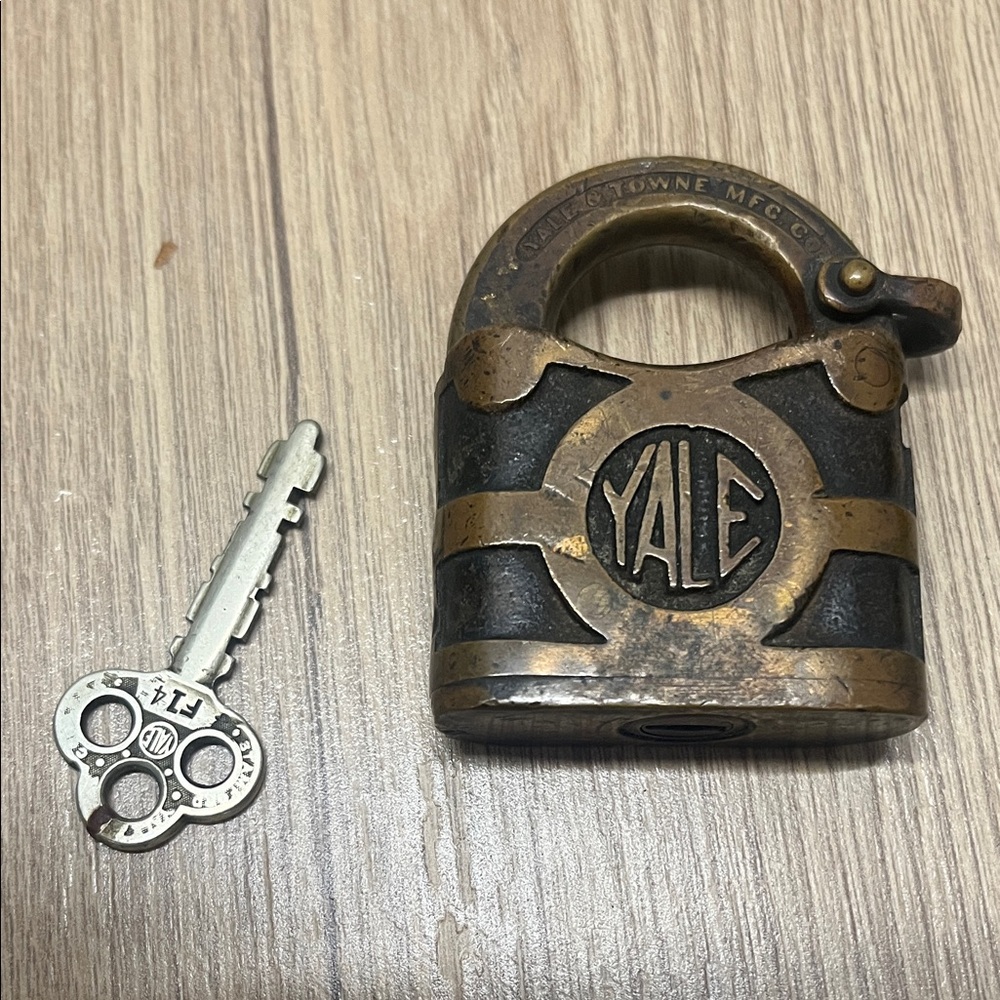 Brass and Black Padlock with Key